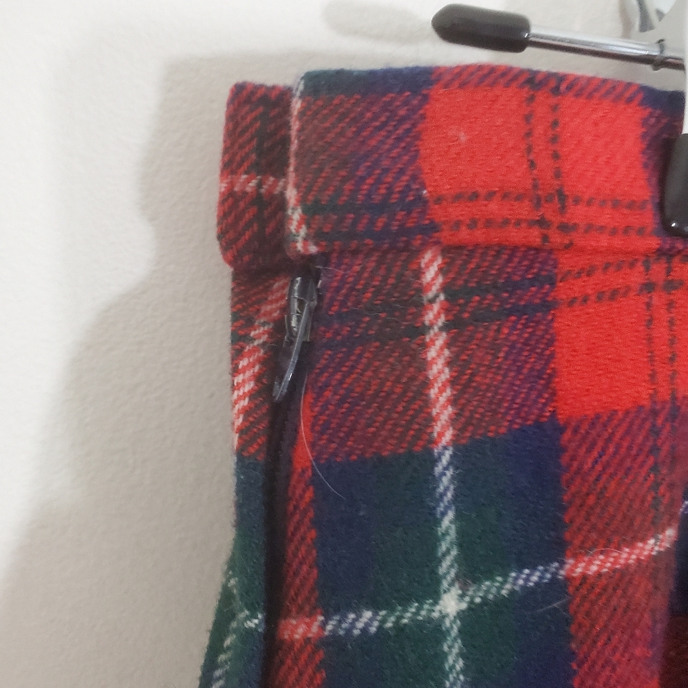 Vintage Pendleton Wool Red Blue Tartan Plaid Midi Skirt A-Line Size 12 Preppy - Picture 8 of 9